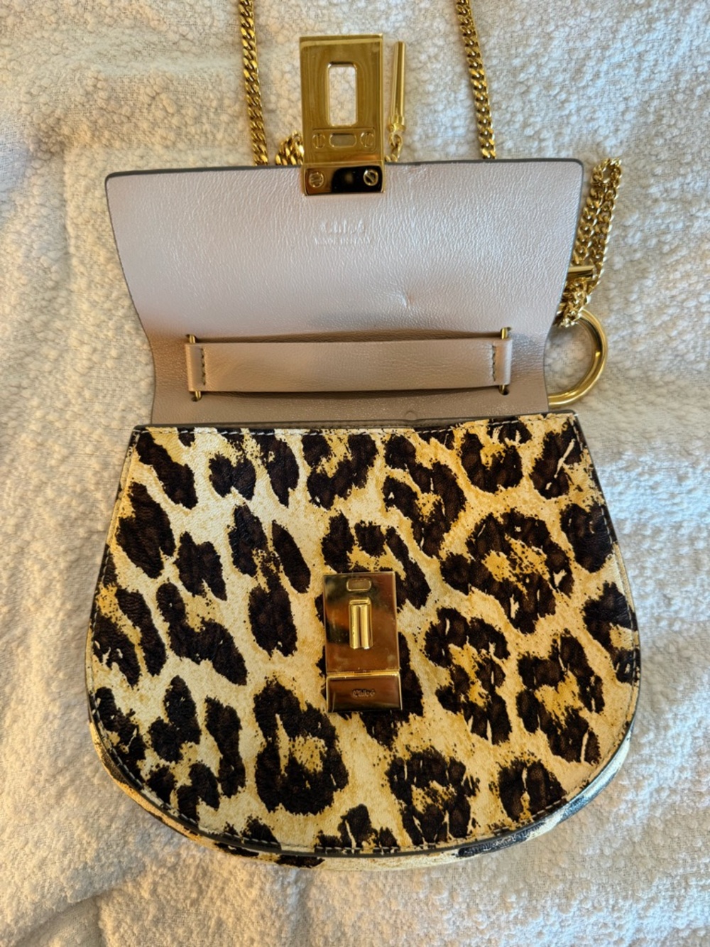 Chloé Neutral leopard print Drew leather shoulder bag - Picture 6 of 7